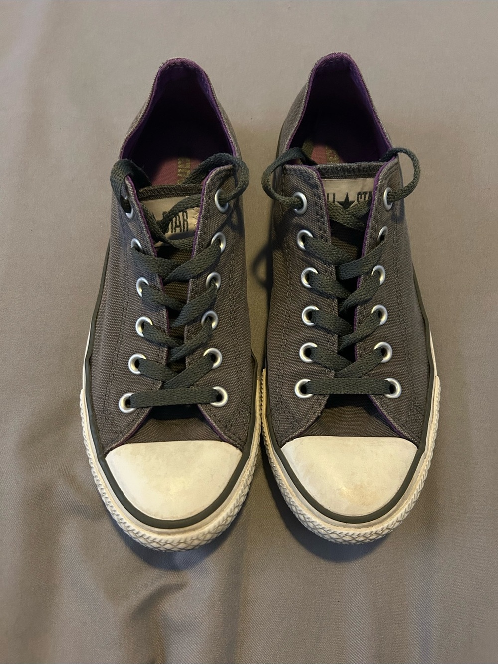 Women's Low-Top Canvas Sneaker in Dark Gray with Purple Interior